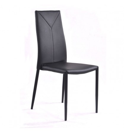 Sedia moderna impilabile in similpelle nera schienale alto Steven CC
