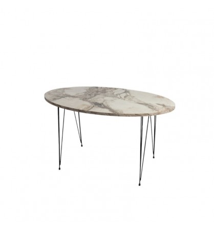 Tavolino ovale da salotto metallo e marmo bianco L90 Terek FZ